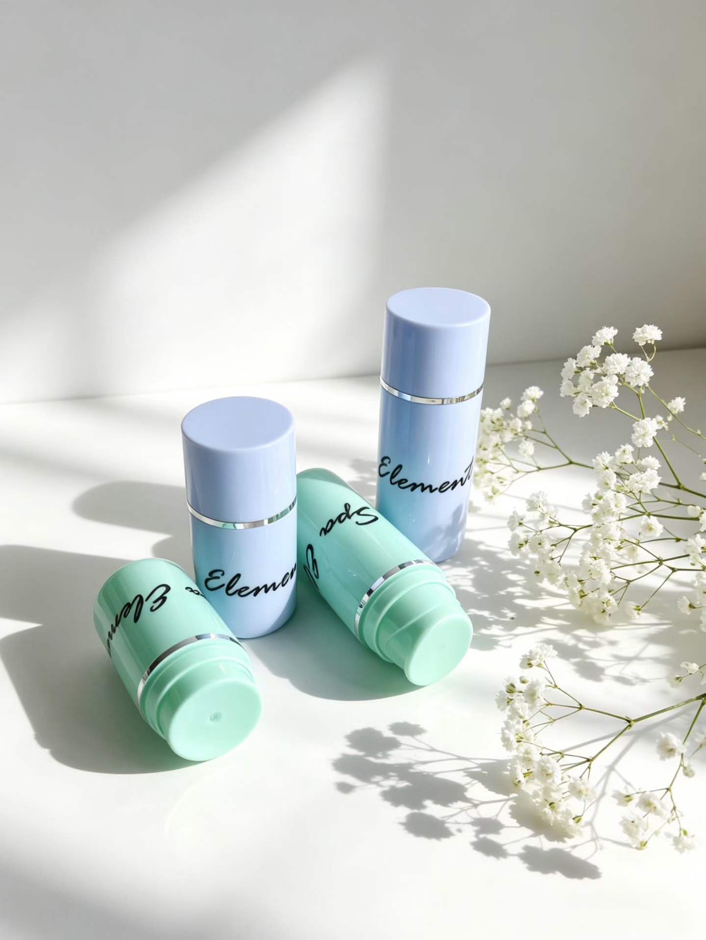 airless bottle with diversity cap 